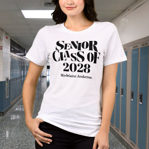 Camiseta Triblenda Clase Retiro Senior de Graduación Negro y Blanco