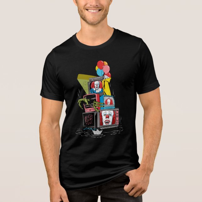 Camiseta Triblenda Classic Pennywise TV Stack - You'll Float Too (Anverso)