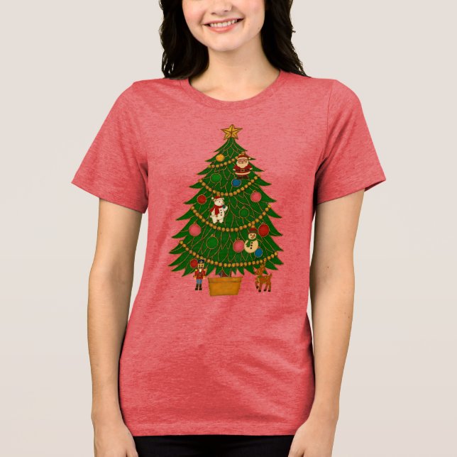 Camiseta Triblenda Cloisonne Art Christmas Tree Character Ornaments (Anverso)
