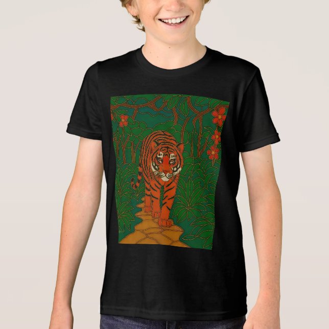 Camiseta Triblenda Cloisonne Art Tiger on the Jungle Path (Anverso)