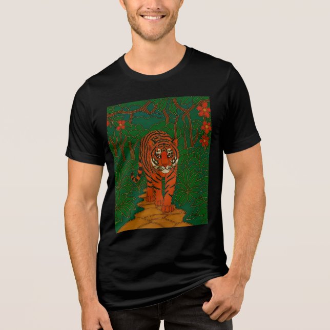 Camiseta Triblenda Cloisonne Art Tiger on the Jungle Path (Anverso)