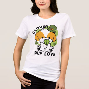 Camiseta Triblenda Clover Pup Love - Diseño de perros del Día de San 