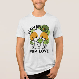 Camiseta Triblenda Clover Pup Love - Diseño de perros del Día de San 