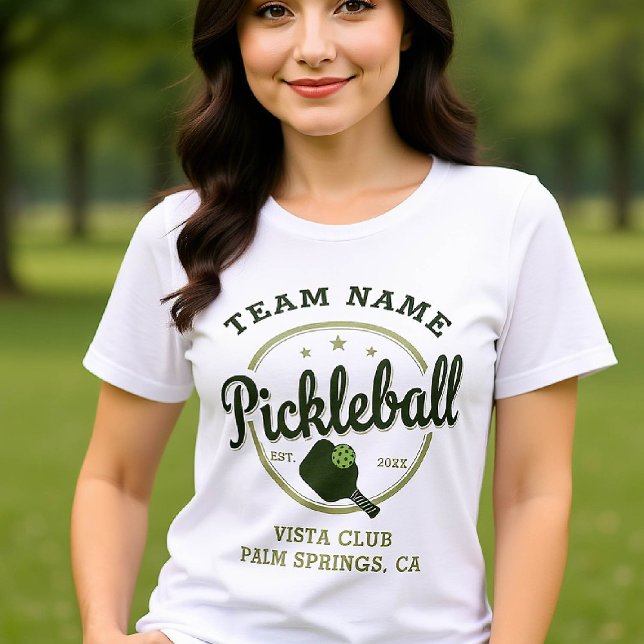 Camiseta Triblenda Club de equipos de peletería - Emblema personaliza (pickleball personalized shirt emblem club team player vintage custom text name green retro)