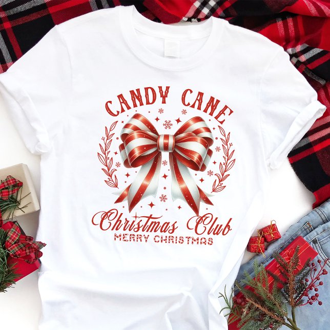 Camiseta Triblenda Club de Navidades Candy Cane Coquette Bow (Subido por el creador)
