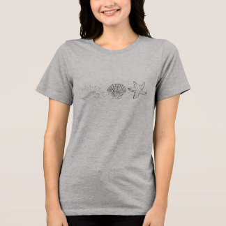 Camiseta Triblenda "Coastal Vibes - Wave, Shell & Starfish Line Art"