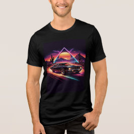 Camiseta Triblenda Coche Clásico de Hombres  Negro