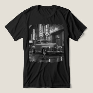 Camiseta Triblenda Coche Clásico de los Años 40 Vintage Bajo Luces de
