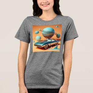 Camiseta Triblenda Coche crucero con vista al cielo futurista atómico