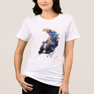 Camiseta Triblenda Coche de carreras abstracto en movimiento Tinta