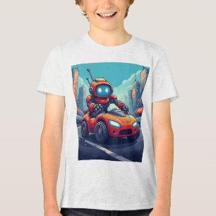 Camiseta Triblenda Coche Rojo Robot Futurista Ciudad Neon Niños 🤖
