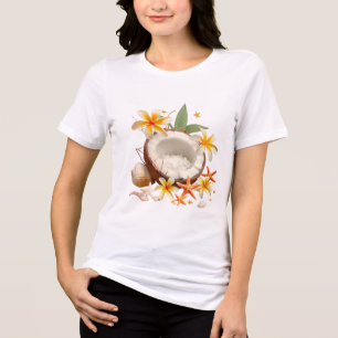 Camiseta Triblenda Coco con flores y conchas