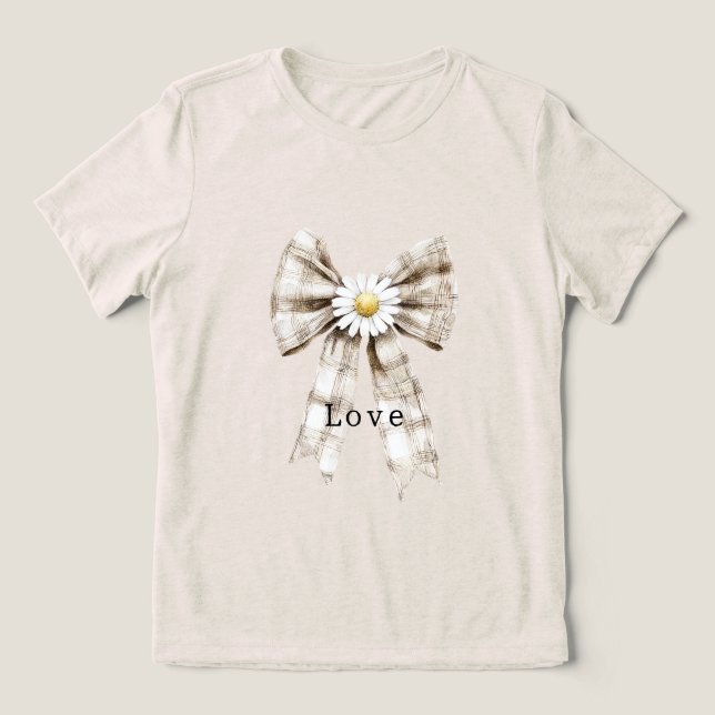 Camiseta Triblenda Cocoa Cream White Bow Daisy Flowers   (Diseño delantero )