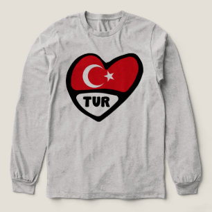Camiseta Triblenda Código del país de la bandera del corazón de Turqu