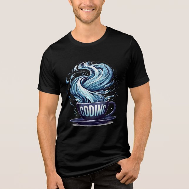 Camiseta Triblenda Coding Coffee Cup Binary Stream (Anverso)