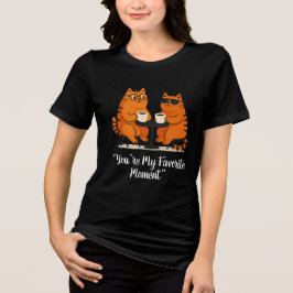 Camiseta Triblenda Coffee Date Cat Couple T-Shirt