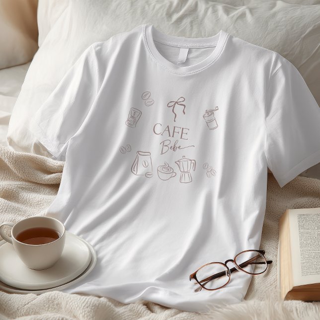 Camiseta Triblenda Coffee Theme Cafe Bebe Brewing Bow Baby Shower (Subido por el creador)