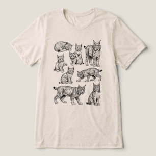Camiseta Triblenda Colección de bocetos de gato salvaje Bobcat Lynx V