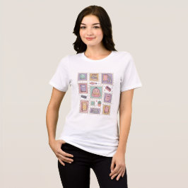 Camiseta Triblenda Colección de Sellos de Útiles Escolares Kawaii Pas