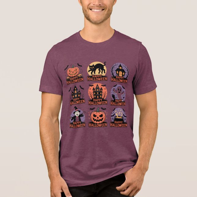 Camiseta Triblenda Colección Happy Halloween - Calabaza, gato, (Anverso)