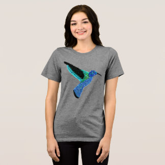 Camiseta Triblenda Colibrí azul con brillo moderno