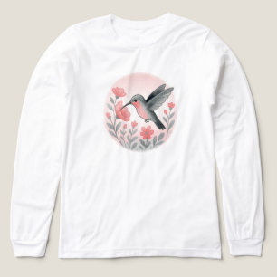 Camiseta Triblenda Colibrí Soñador Con Flor SOLO BLANCO
