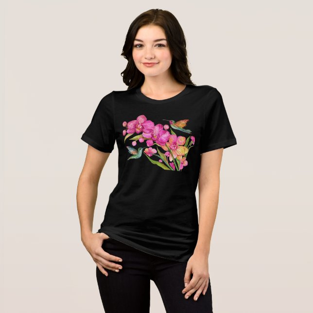 Camiseta Triblenda Colibrí y orquídeas (Anverso Completo)
