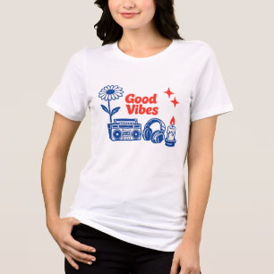 Camiseta Triblenda Collage de arte de línea minimalista retro con bue
