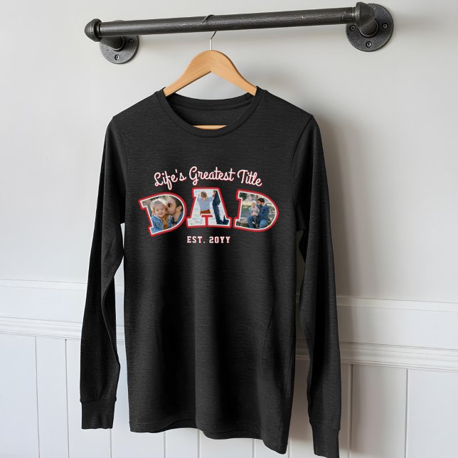 Camiseta Triblenda Collage de fotos Negrita Papi Cartas Regalo del Dí (Photo Collage Bold Dad Letters Father's Day Gift Tri-Blend Shirt)