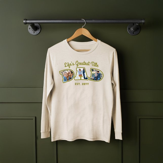 Camiseta Triblenda Collage de fotos Negrita Papi Cartas Regalo del Dí (Photo Collage Bold Dad Letters Father's Day Gift Tri-Blend Shirt)