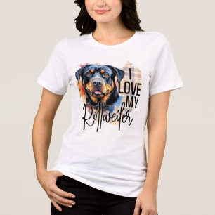 CAMISETA TRIBLENDA COLOR DE AGUA QUE AMO A MI PERRO ROTTWEILER