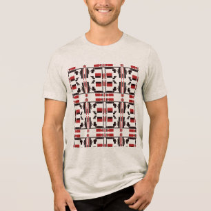 Camiseta Triblenda Color rojo oscuro Negro Pequeñas formas de mosaico