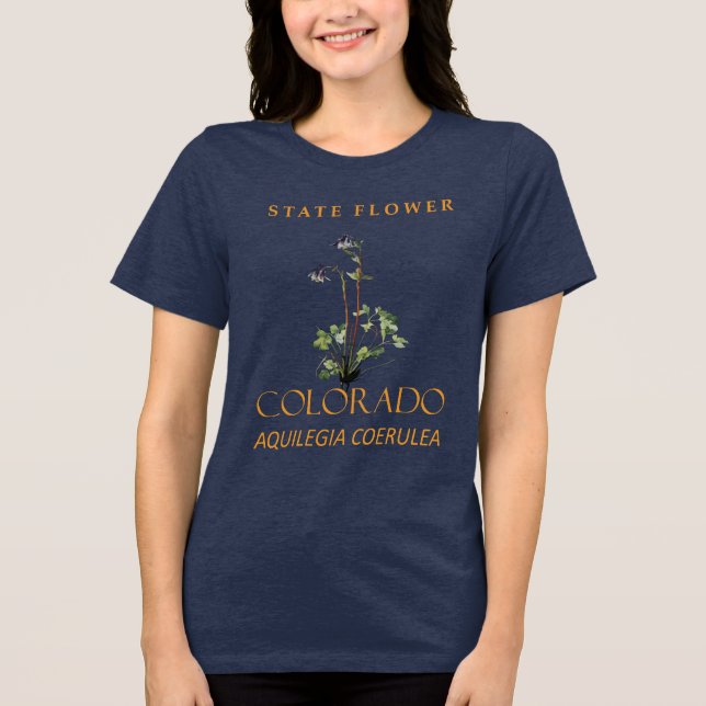 Camiseta Triblenda Colorado Territory Flower Blue Aquilegia coerulea (Anverso)