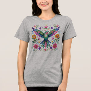 Camiseta Triblenda Coloreado Arte Folclórico Colibrí