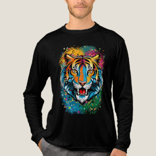 Camiseta Triblenda Colores de arcoíris de cabeza de tigre pintan manc