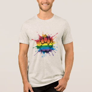 Camiseta Triblenda Colores geniales de arcoíris salpican Garra de oso