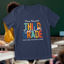 Camiseta Triblenda Colores Retro Profesor de Tercer Grado Agregar Nom