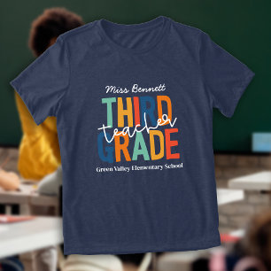 Camiseta Triblenda Colores Retro Profesor de Tercer Grado Agregar Nom