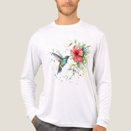 Camiseta Triblenda Colorful Hummingbird Watercolor Floral Nature Art