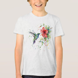 Camiseta Triblenda Colorful Hummingbird Watercolor Floral Nature Art
