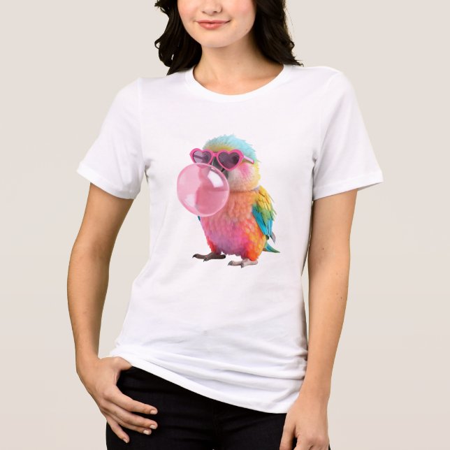 Camiseta Triblenda Colorful Parrot T-Shirt | Cute Bubblegum Bird  (Anverso)