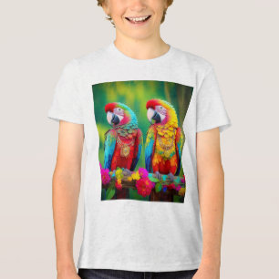 Camiseta Triblenda Coloridas Aves Crudas En La Rama-67859