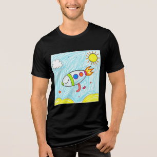 Camiseta Triblenda Colorido Rocket Doodle Fun Space Art