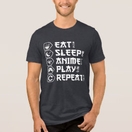 Camiseta Triblenda Come Anime Duerme Juega Repite Estilo de Vida Otak