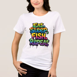 Camiseta Triblenda Come Pescado Duerme Repite Arcoíris Grafiti