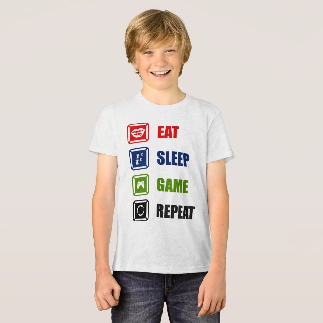Camiseta Triblenda Comer, dormir, jugar, repetir (Anverso Completo)