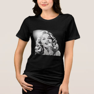 Camiseta Triblenda Cómic gráfico BW estilo helado rubia 50s