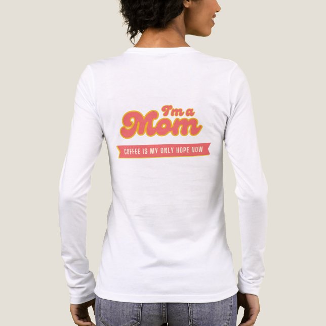 Camiseta Triblenda Cómnito diseño de fondo rosado para mamá Coffee (Reverso )