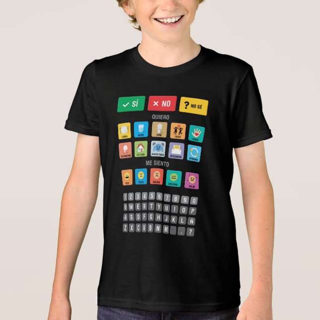 Camiseta Triblenda Comunicación 03 sobre el autismo español AAC PECS (Anverso)
