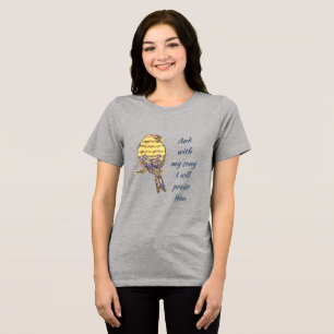 Camiseta Triblenda Con mi canción lo alabo Escritura Bíblica Pájaro